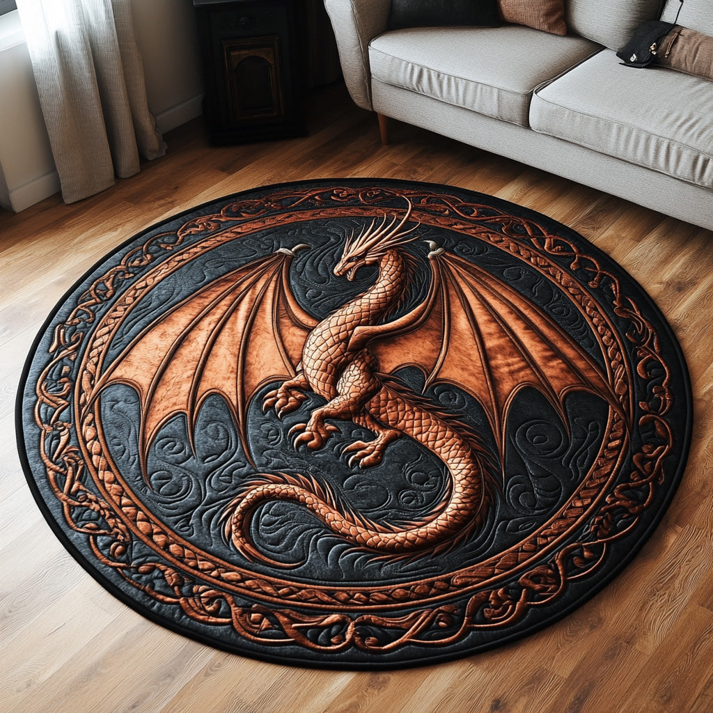 Dragon Watch Quilted Round Mat Round Indoor Area Rugs Awesome Dragon Lover Gift Ideas