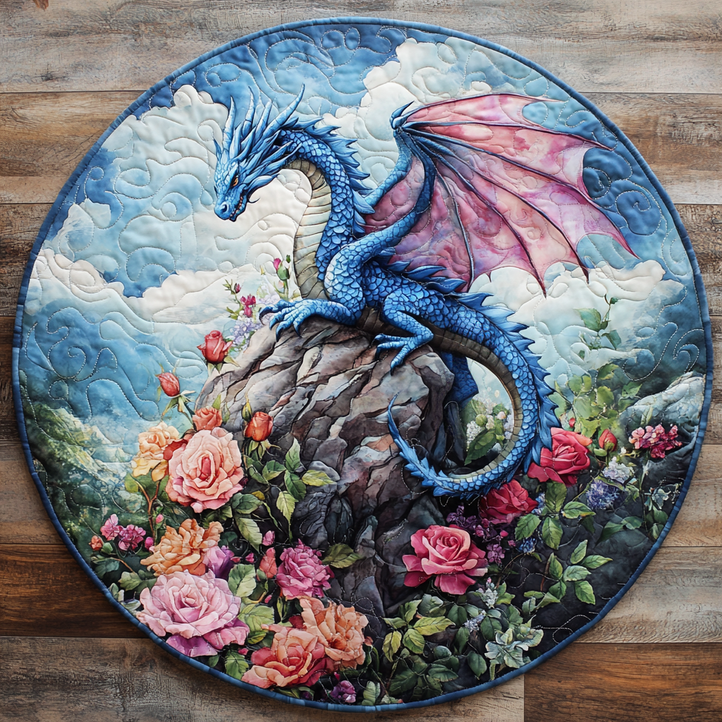 Dragon Whisper Quilted Round Mat Indoor Round Rugs Items Stuff For DragonLovers