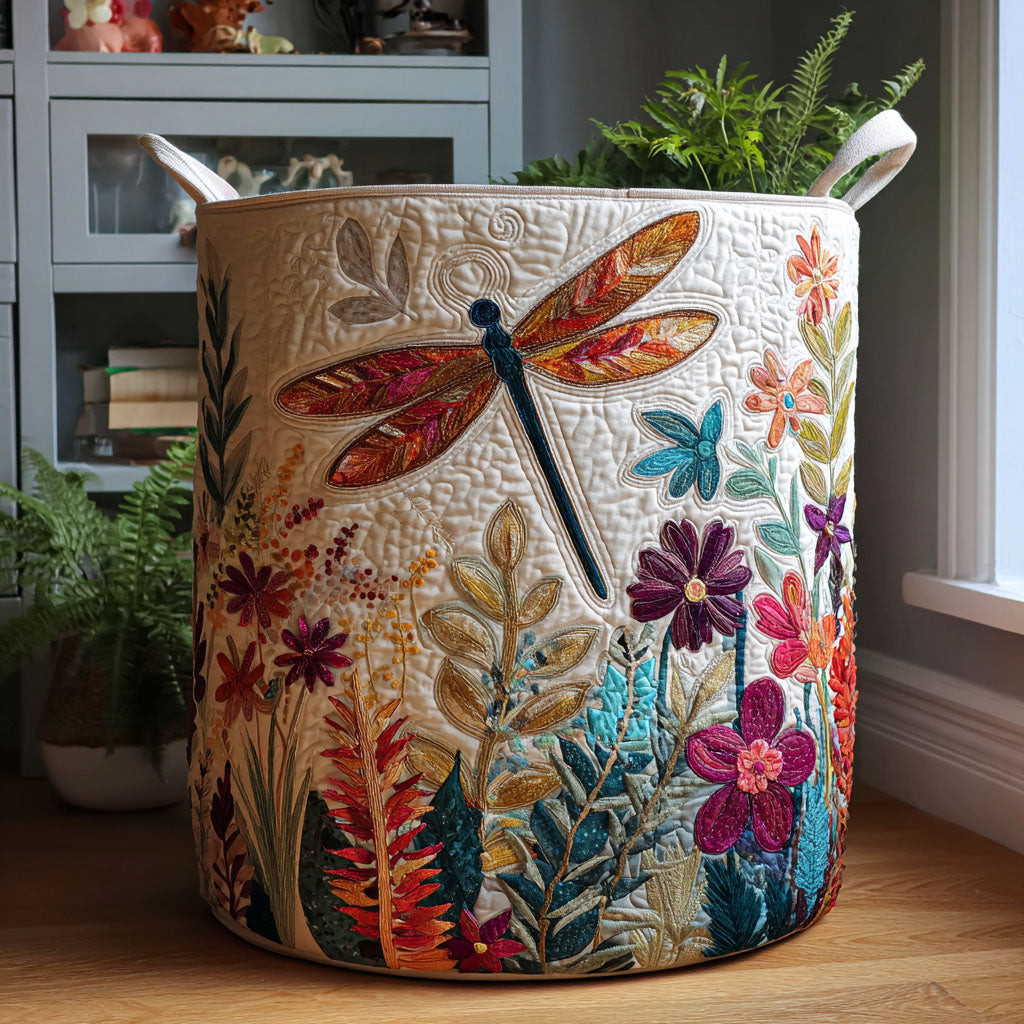 Dragonfly Bloom Quilted Laundry Basket Unique Laundry Hamper New House Gift Items