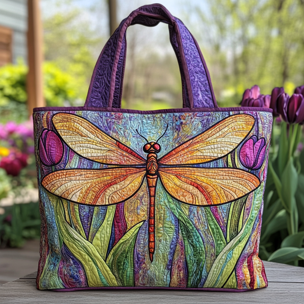 Dragonfly Bloom Quilted Tote Bag Good Shoulder Bags Special Gifts For Mom