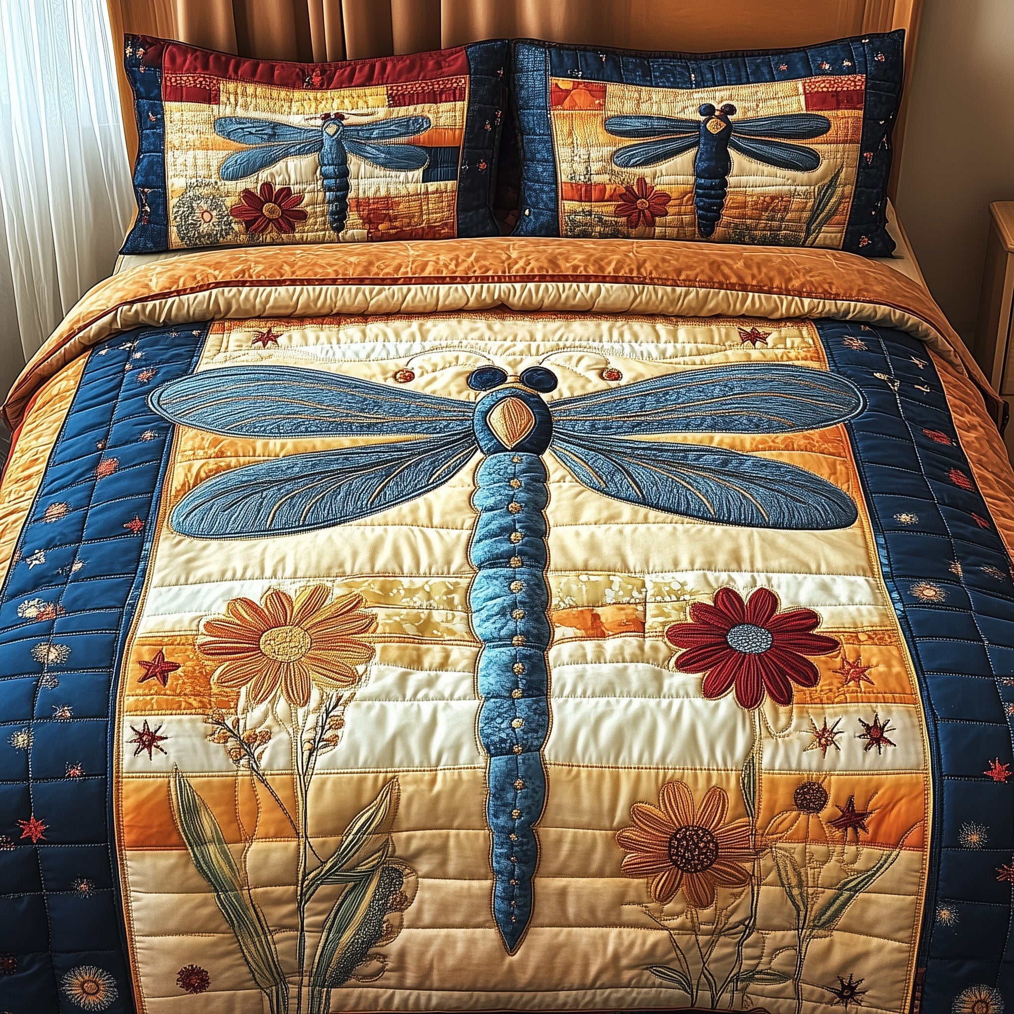 Dragonfly Charm Quilted Bedding Set Best Queen Sheets Unusual Dragonfly Gifts