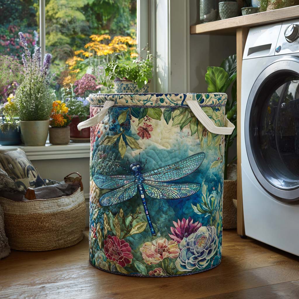 Dragonfly Charm Quilted Laundry Basket Coolest Laundry Baskets Birthday Presents For Dragonfly Lovers