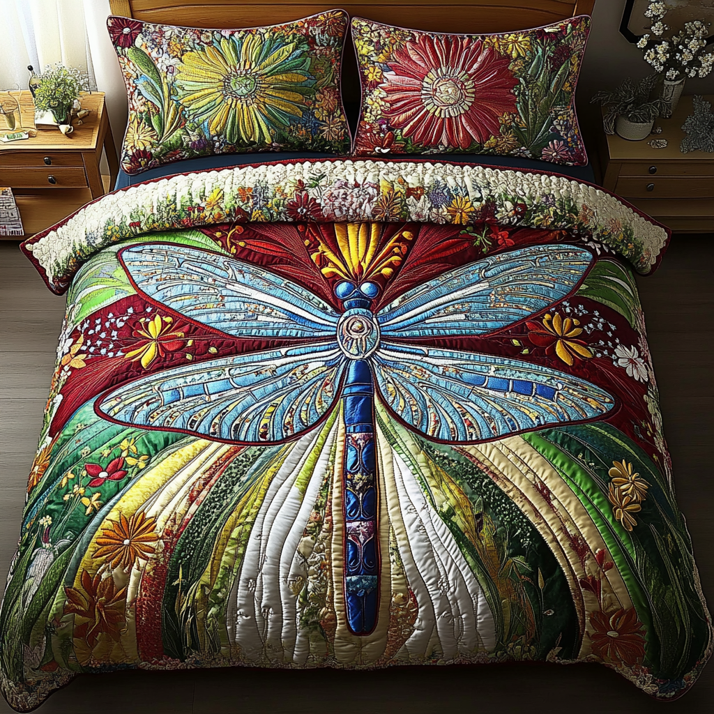 Dragonfly Dreams Quilted Bedding Set Cute Bed Sheets Dragonfly Gift Ideas