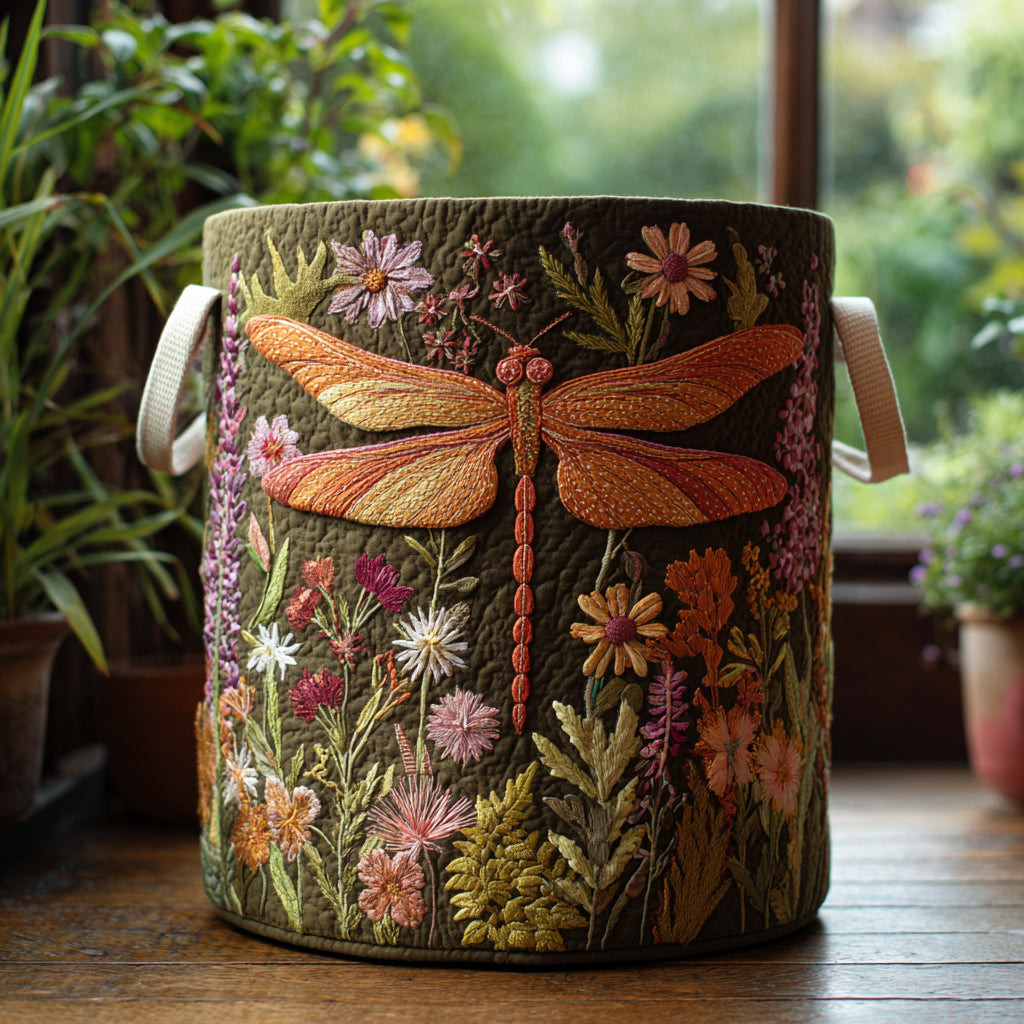 Dragonfly Garden Quilted Laundry Basket Family Clothes Hamper Gift Items For Mom