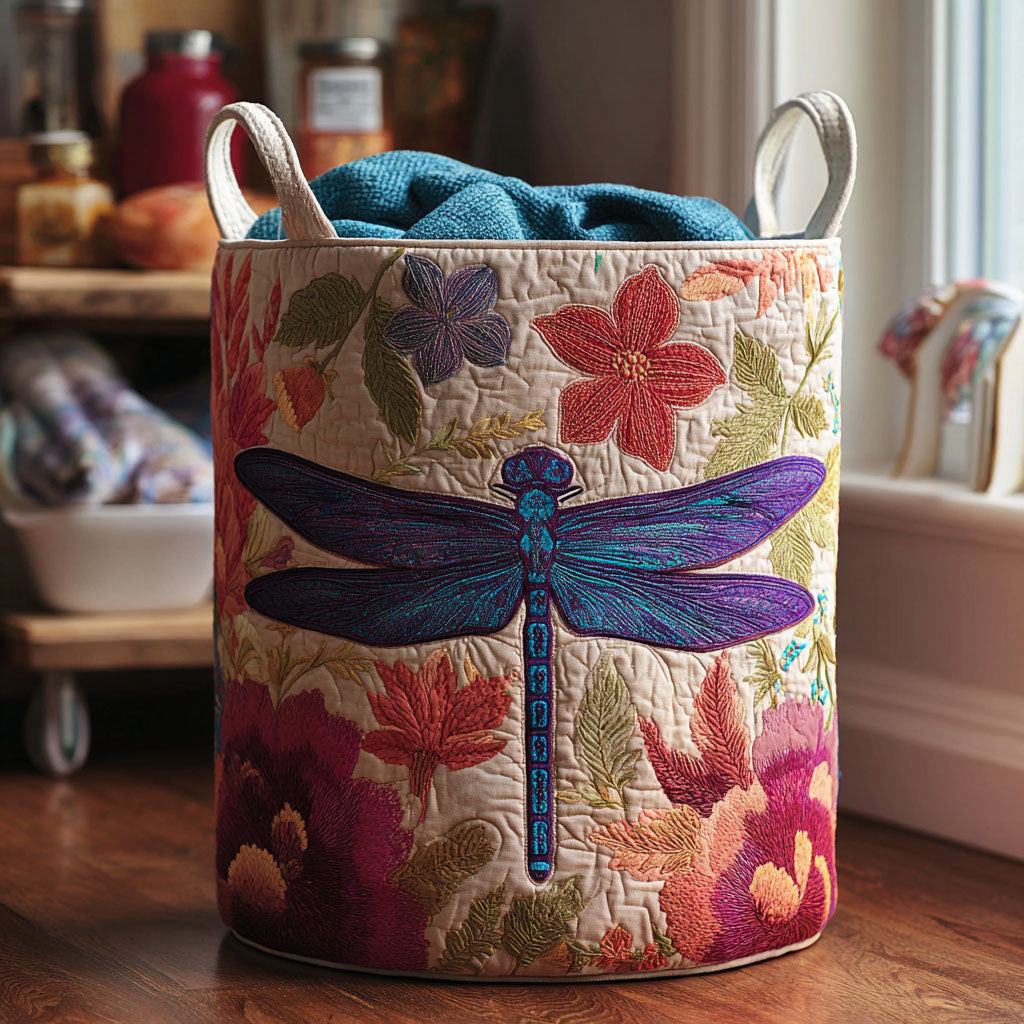 Dragonfly Glow Quilted Laundry Basket Storage Bin For Laundry Gift Items For Mom
