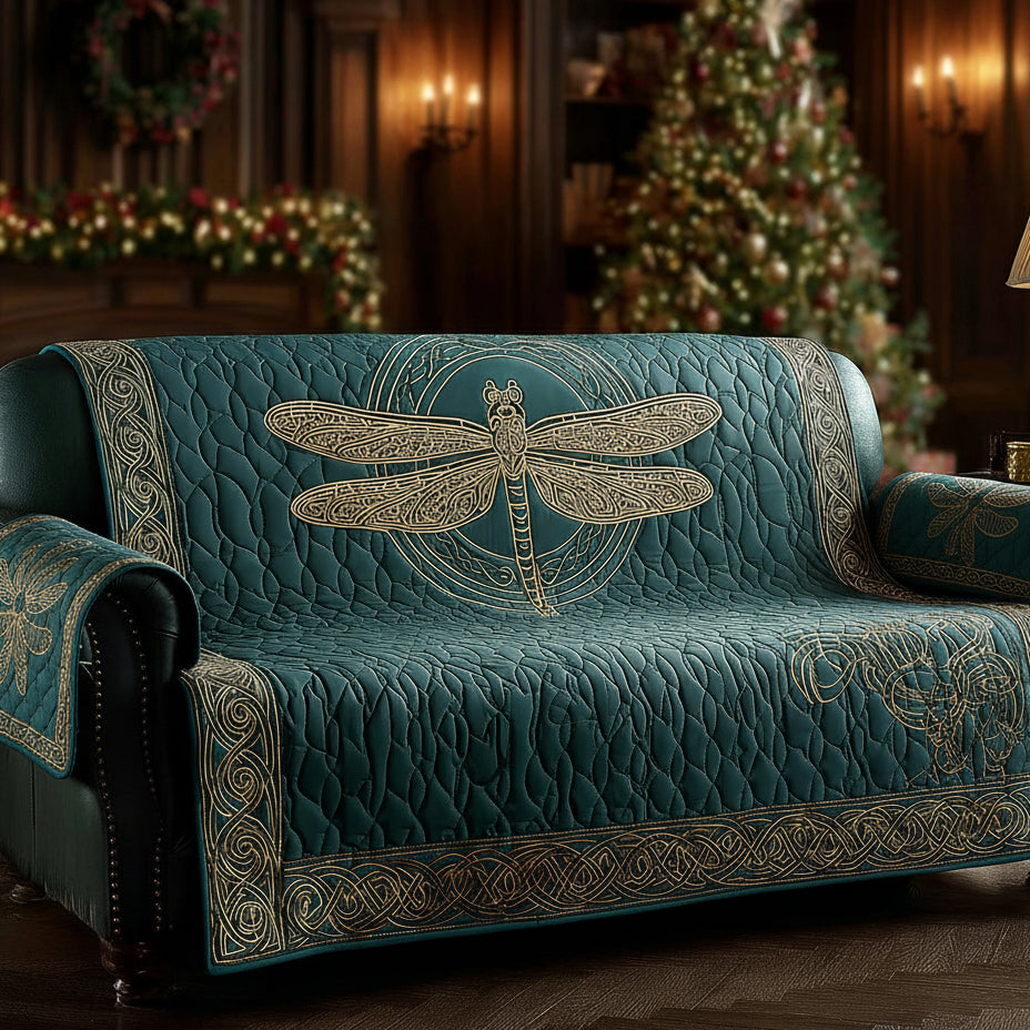 Dragonfly Harmony Quilted Sofa Cover Sofa Couch Cover Birthday Gifts For Dragonfly Lovers