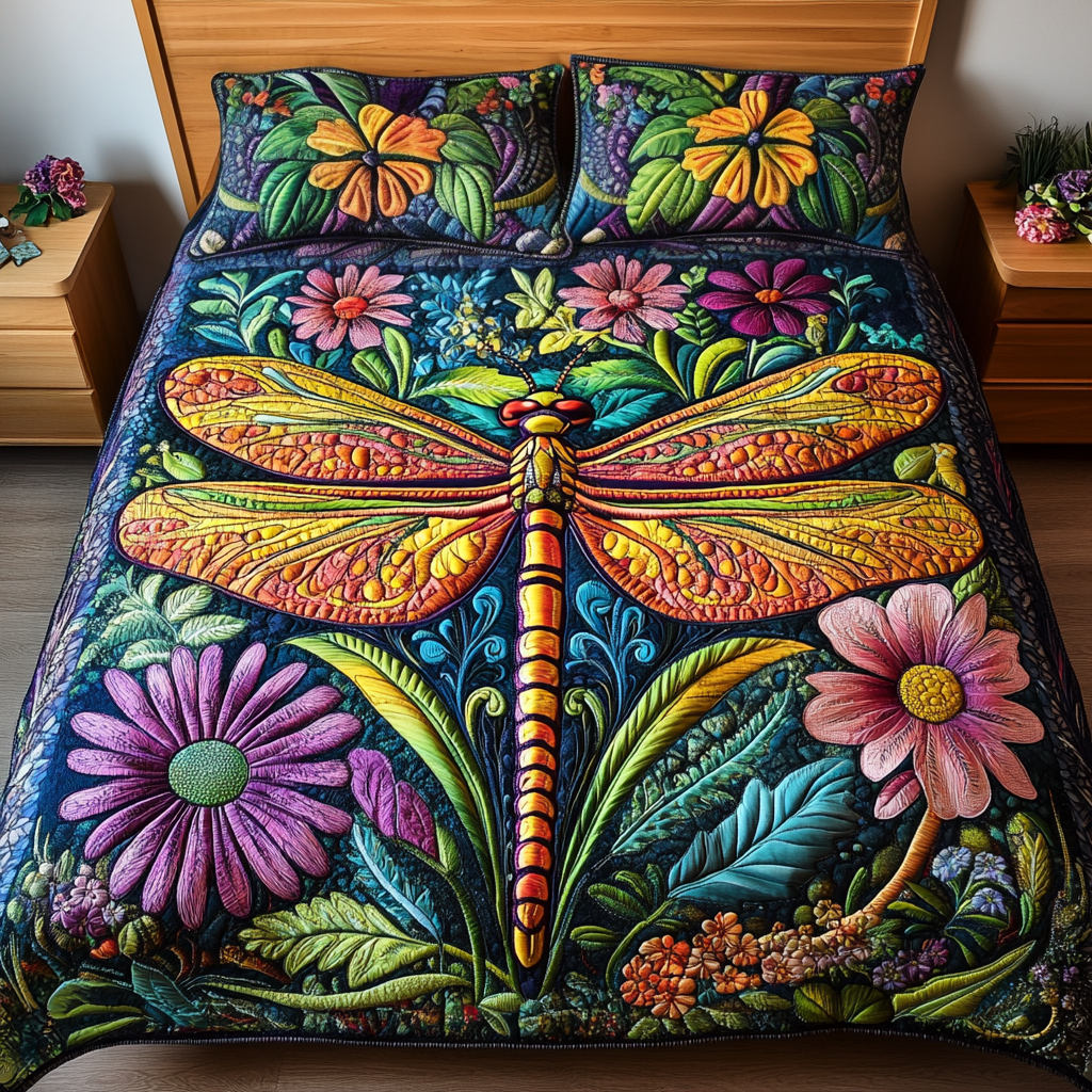 Dragonfly Haven Quilted Bedding Set Best Bedsheets Best Dragonfly Gifts For Mom