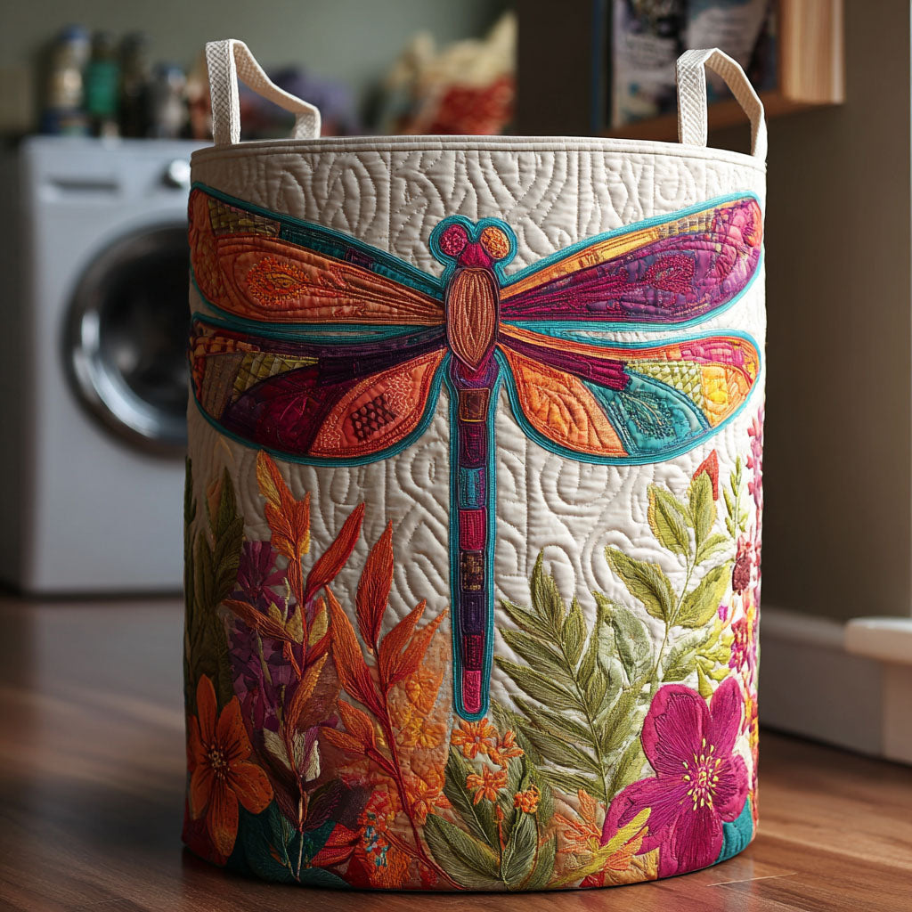 Dragonfly Horizon Quilted Laundry Basket Cute Laundry Hamper Fabric Gift For Grandma