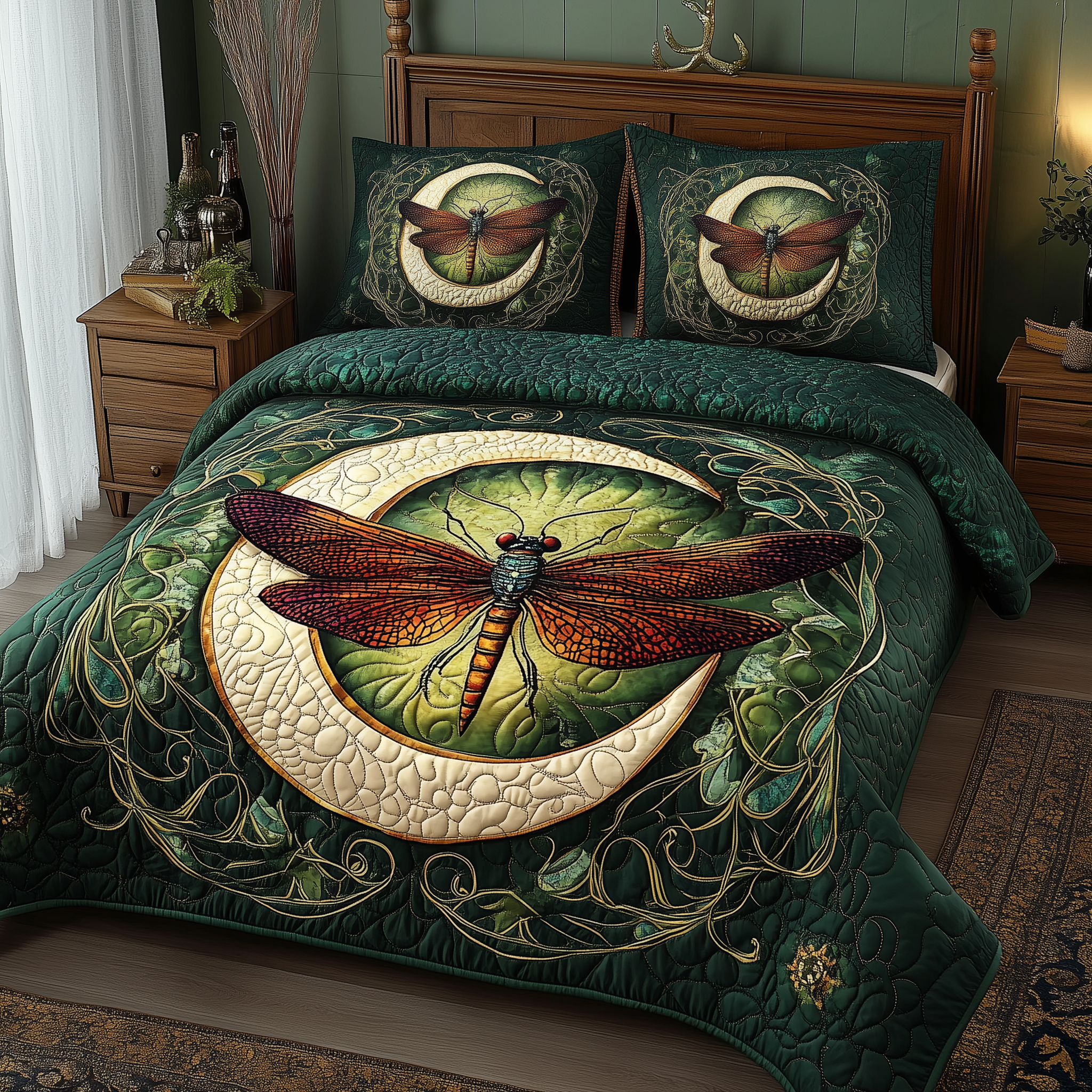 Dragonfly Mandala Quilted Bedding Set King Comforter Sets Dragonfly Christmas Gifts