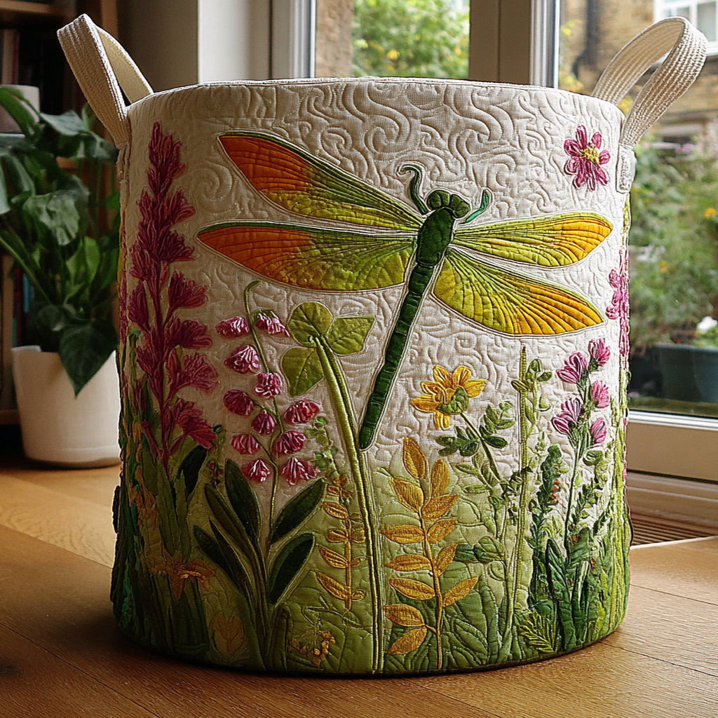 Dragonfly Mirage Quilted Laundry Basket Unique Laundry Hamper Fabric Gift For Mom