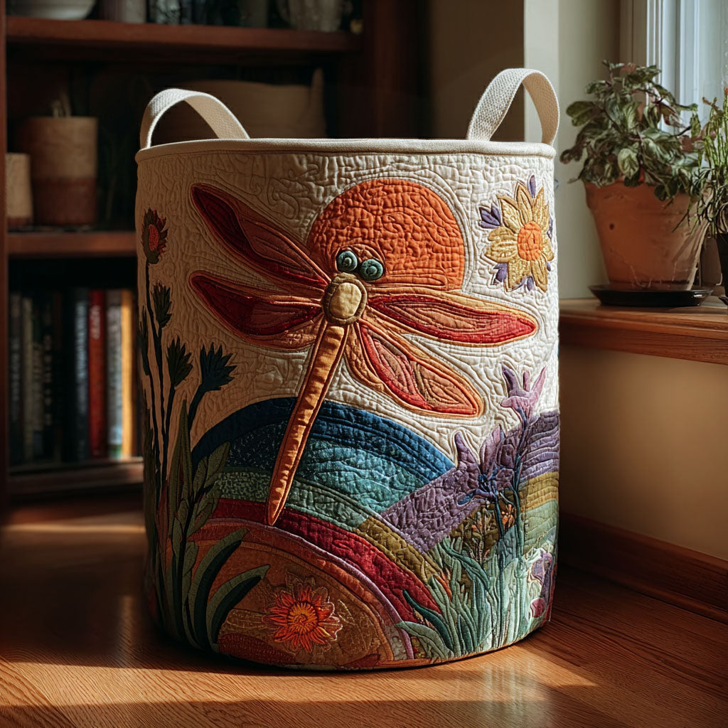 Dragonfly Oasis Quilted Laundry Basket Hamper Basket Presents For Dragonfly Lovers Women