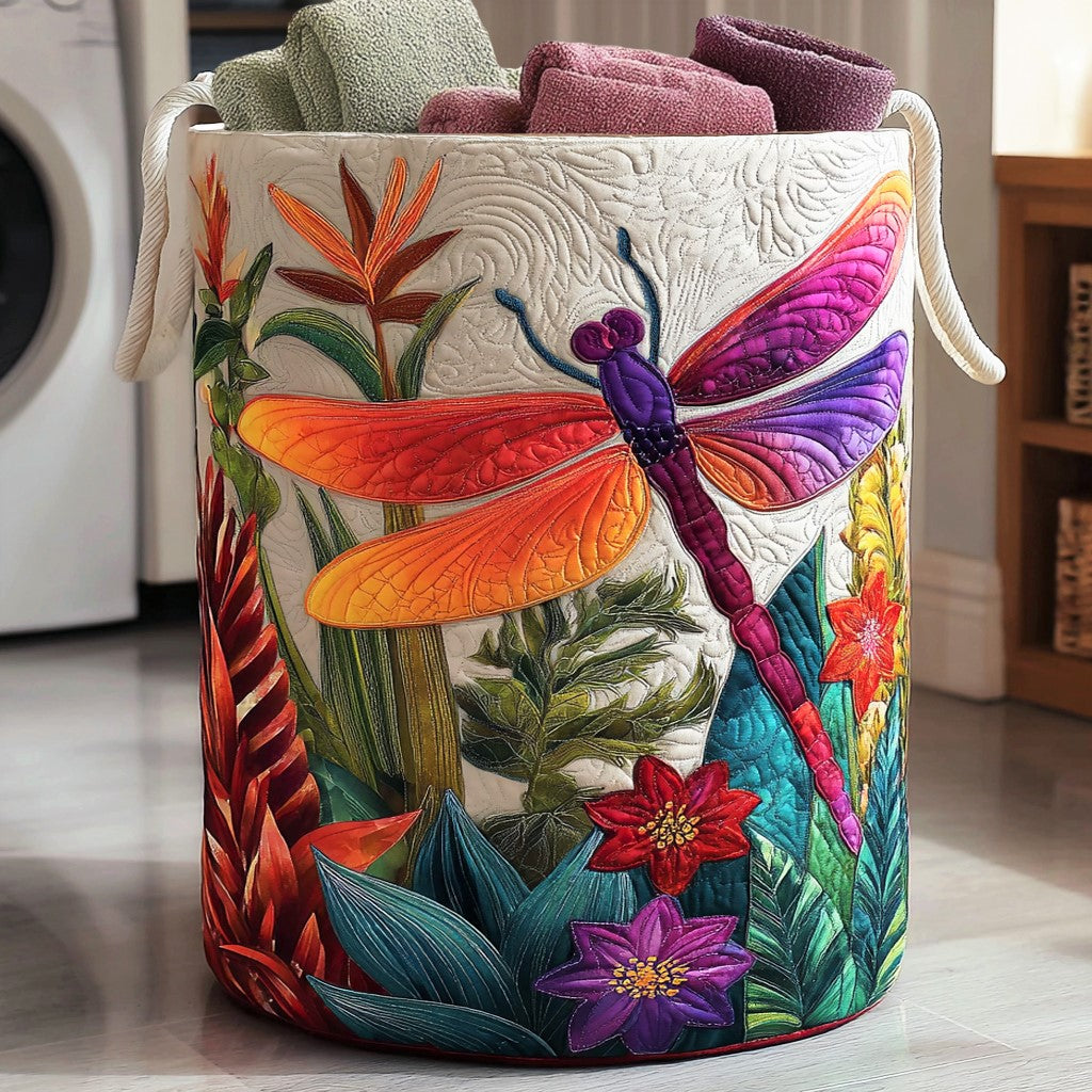 Dragonfly Serenity Quilted Laundry Basket Best Foldable Laundry Basket Great Dragonfly Lover Gift Ideas