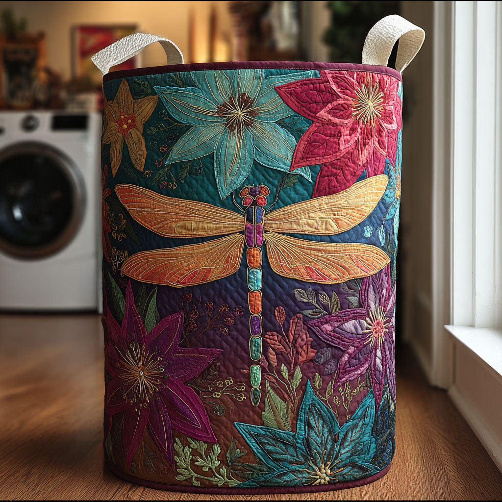 Dragonfly Spirit Quilted Laundry Basket Unique Laundry Hamper Cool Gifts For Dragonfly Lovers