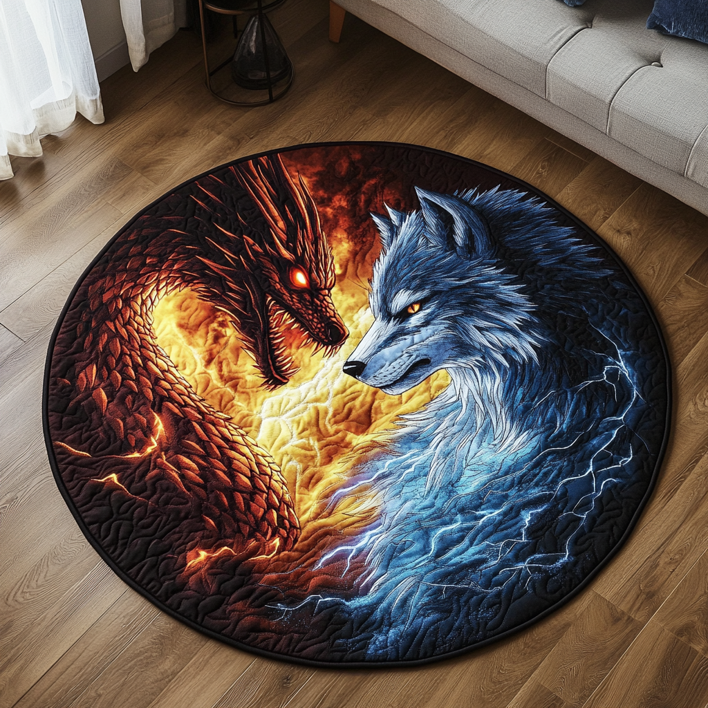 Dragonstar Ring Quilted Round Mat Circle Mat Dragon Gifts For Dad