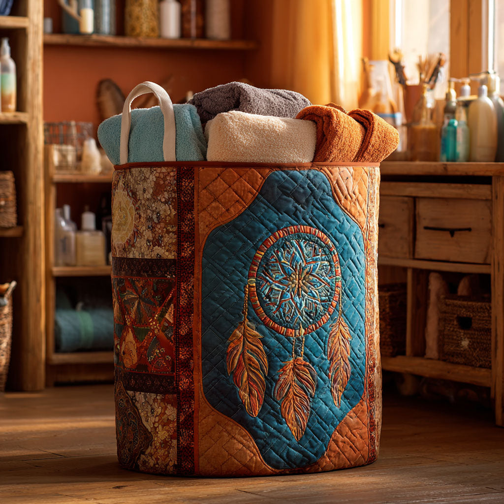 Dream Feathers Quilted Laundry Basket Best Clothes Hamper Unique Native American Gifts