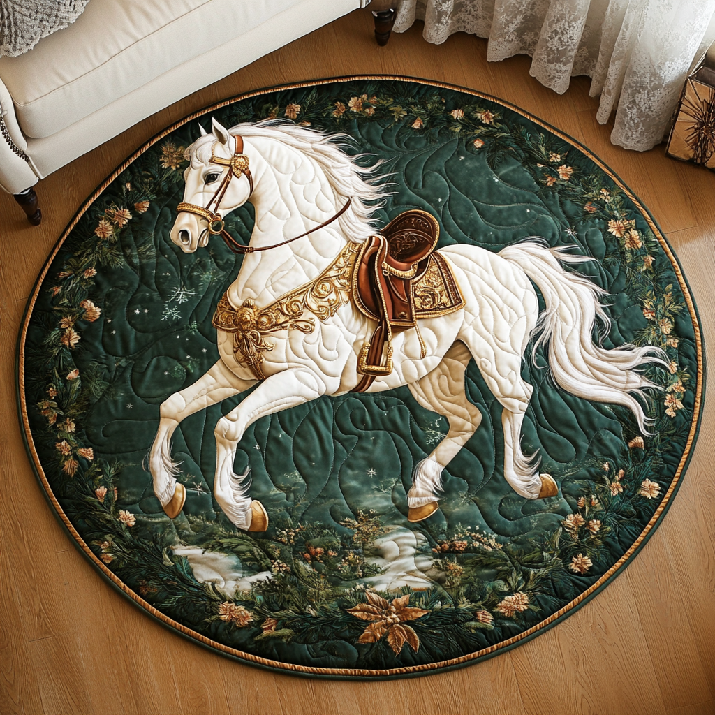 Dream Rider Quilted Round Mat Round Mats For Floor Christmas Presents For Horse Lovers