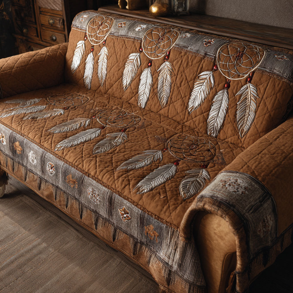 Dreamcatcher Dusk Quilted Sofa Cover Living Room Decor Native American Gifts For Her
