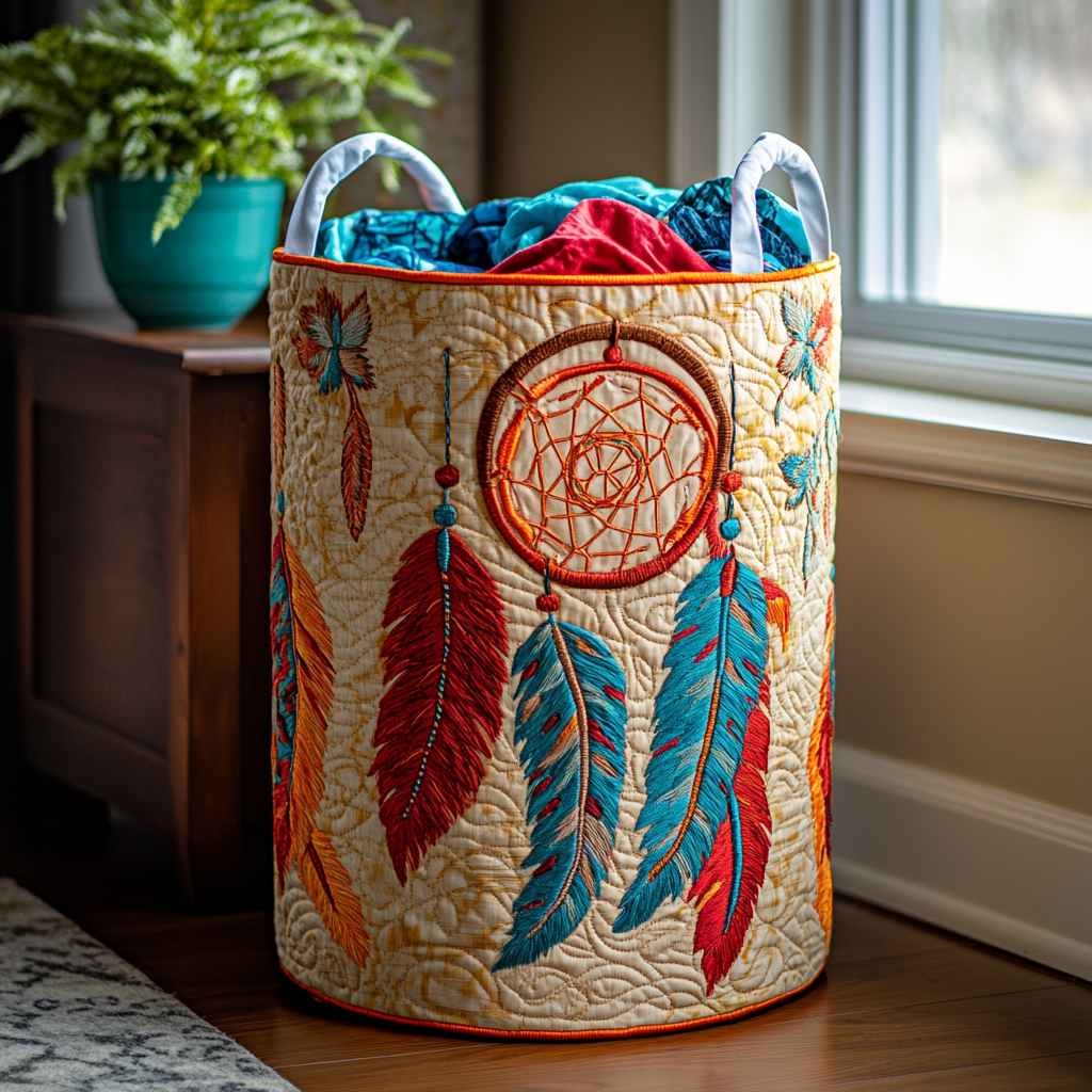 Dreamcatcher Echo Quilted Laundry Basket Foldable Laundry Hamper Native American Mom Gift ideas