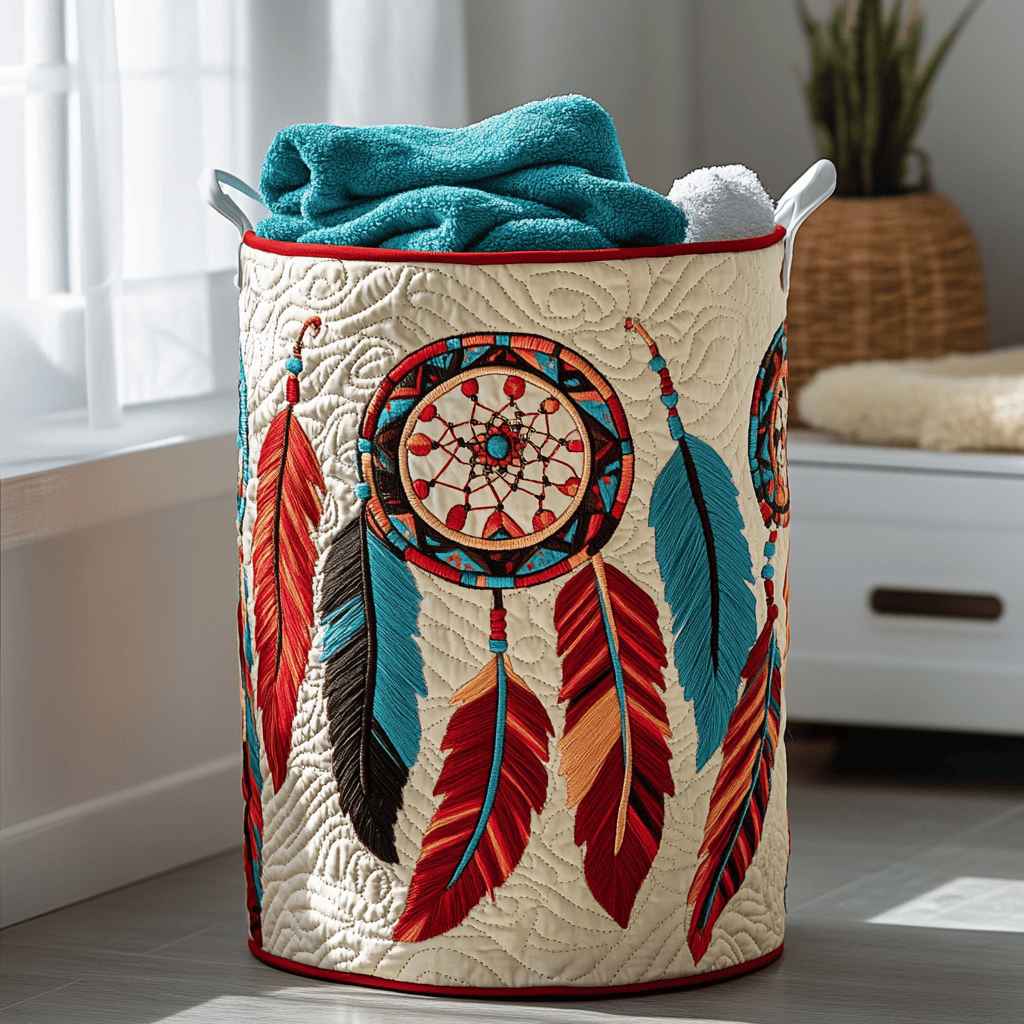 Dreamcatcher Grace Quilted Laundry Basket House Decor Native American Pride Gifts