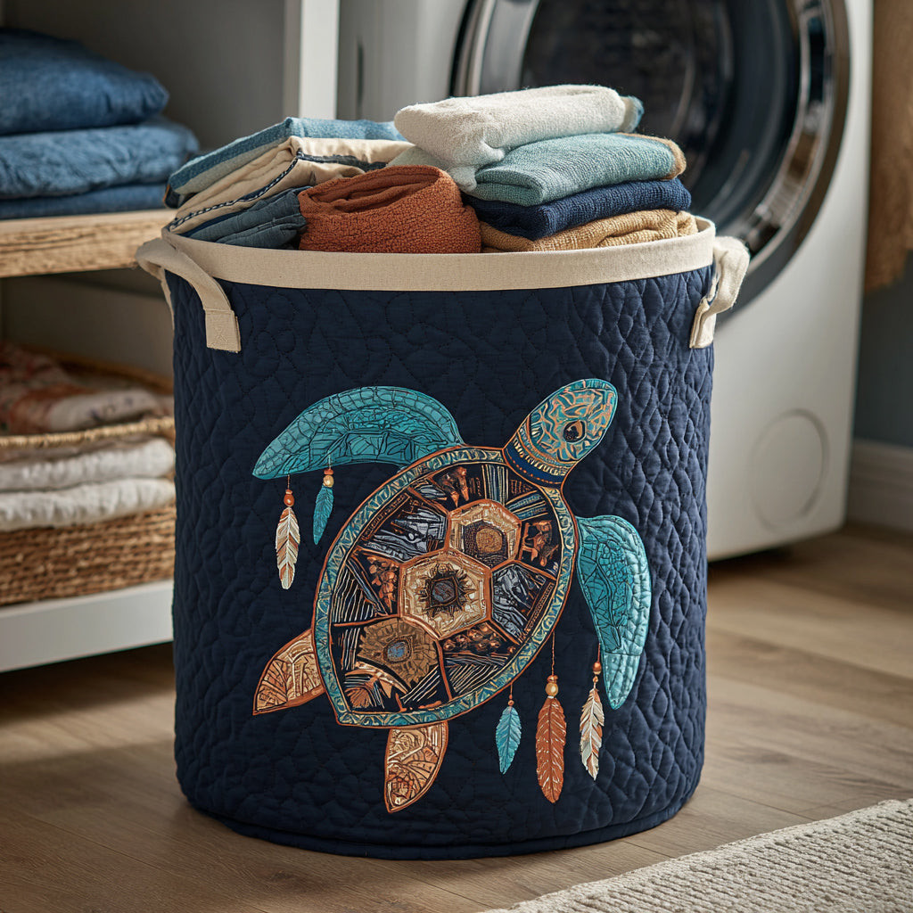 Dreamcatcher Turtle Basket Quilted Laundry Basket Foldable Laundry Basket Unique Sea Turtle Gifts