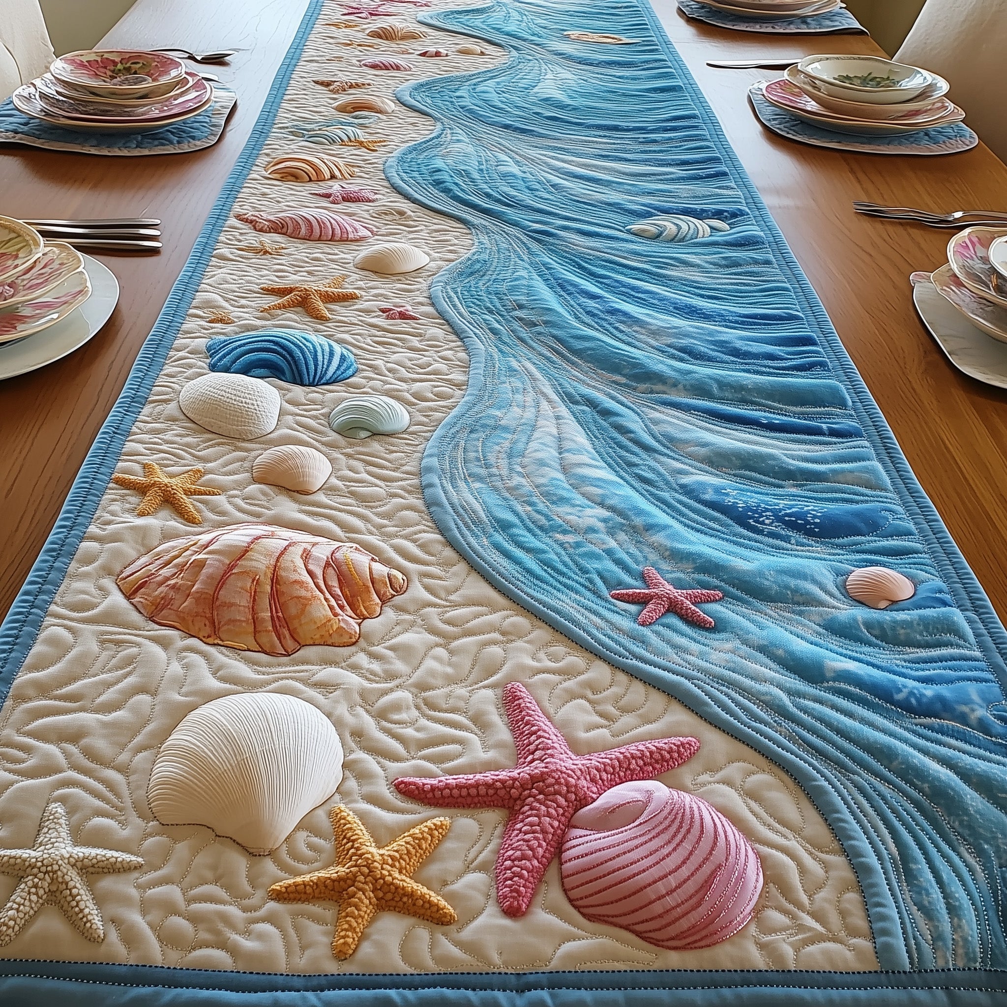 Dreaming Seashore Quilted Table Runner Dining Table Decor Ideas Awesome Father's Day Gifts