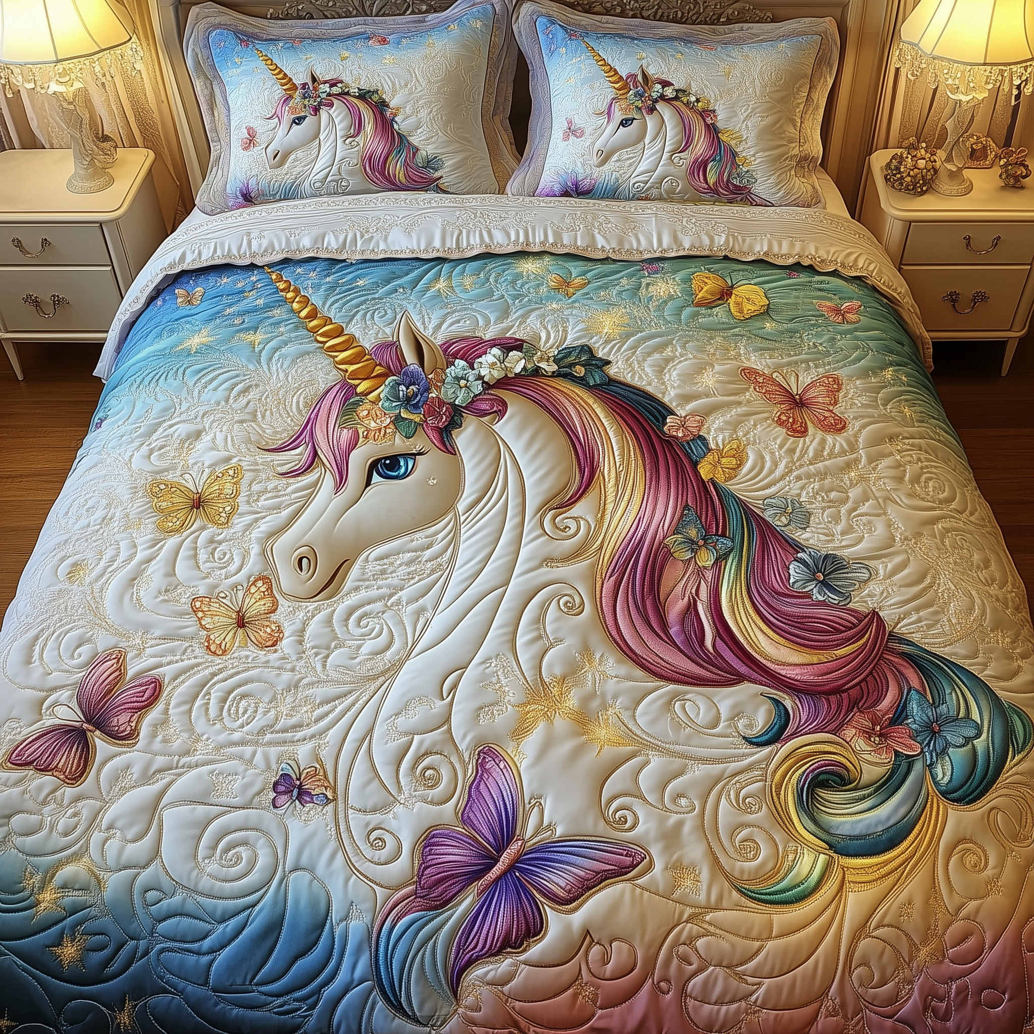 Dreamlight Unicorn Quilted Bedding Set Xmas Duvet Covers Unicorn Christmas Gifts
