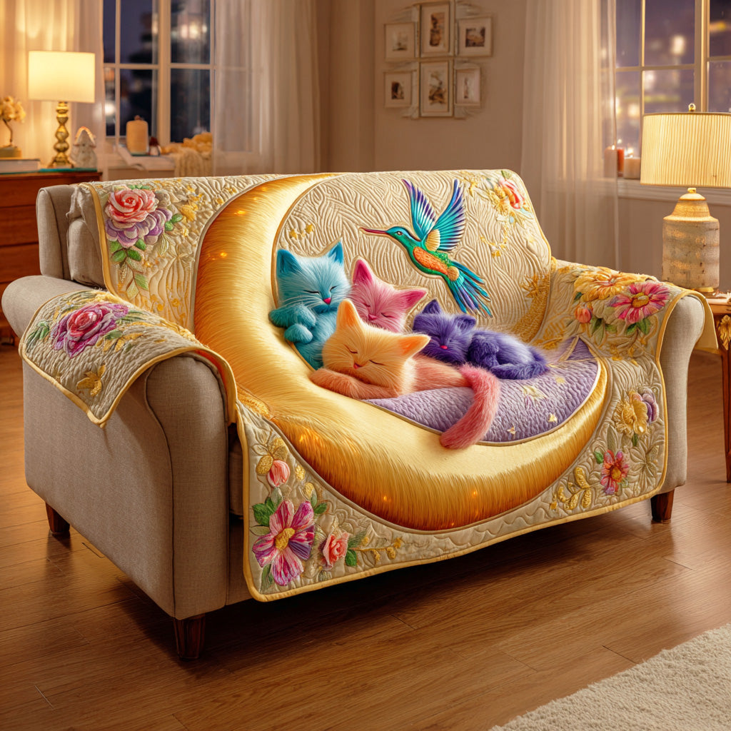 Dreamy Cat Garden Quilted Sofa Cover Lounge Room Decor Ideas Cat Mom Gifts