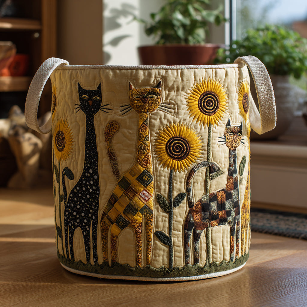 Dreamy Cats Quilted Laundry Basket Modern Clothes Hamper Cool Housewarming Gifts