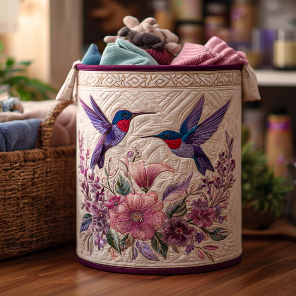 Dreamy Hummingbird Path Quilted Laundry Basket Best Clothes Basket Mothers Day Gift For Sister