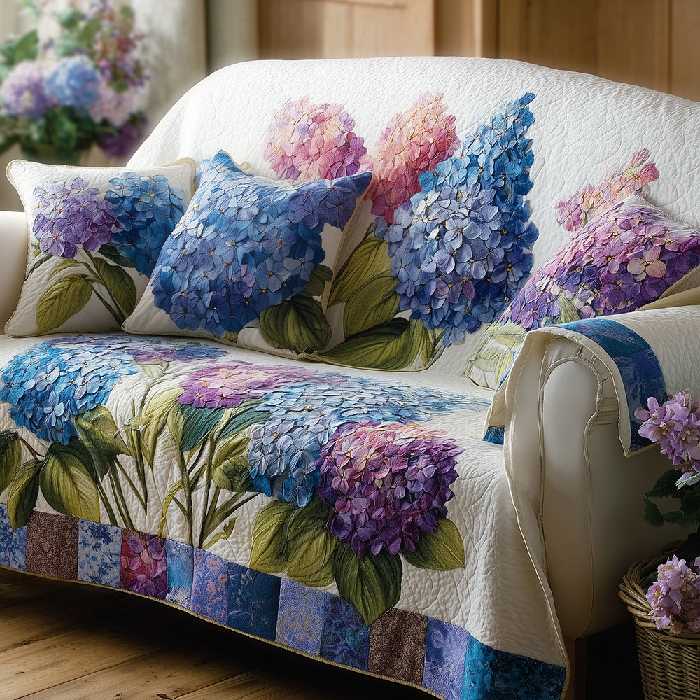 Dreamy Hydrangea Quilted Sofa Cover Modern Living Room Nice Mother's Day Gifts