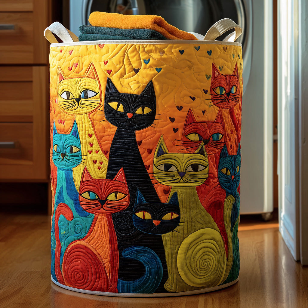 Dreamy Meows Quilted Laundry Basket Clothes Basket Storage Unusual Cat Gifts