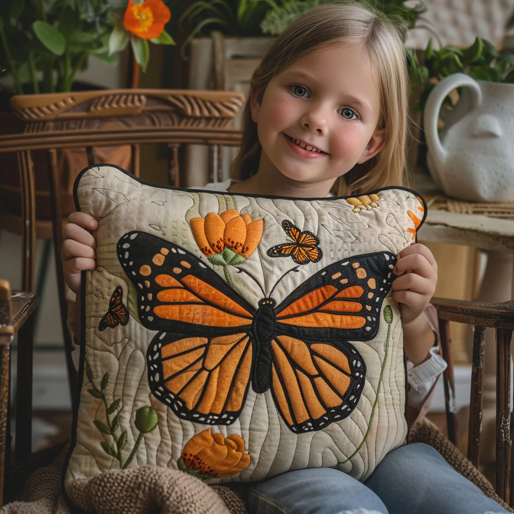 Dreamy Monarch Butterfly Quilted Pillow Case Boho Pillow Cover Decor Gifts For Men