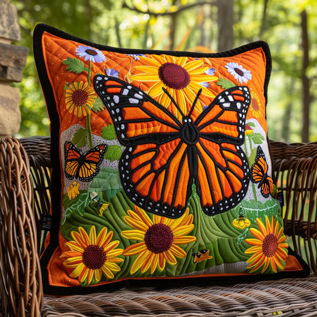 Dreamy Monarch Butterfly Quilted Pillow Case Boho Pillow Cover Decor Gifts For Women