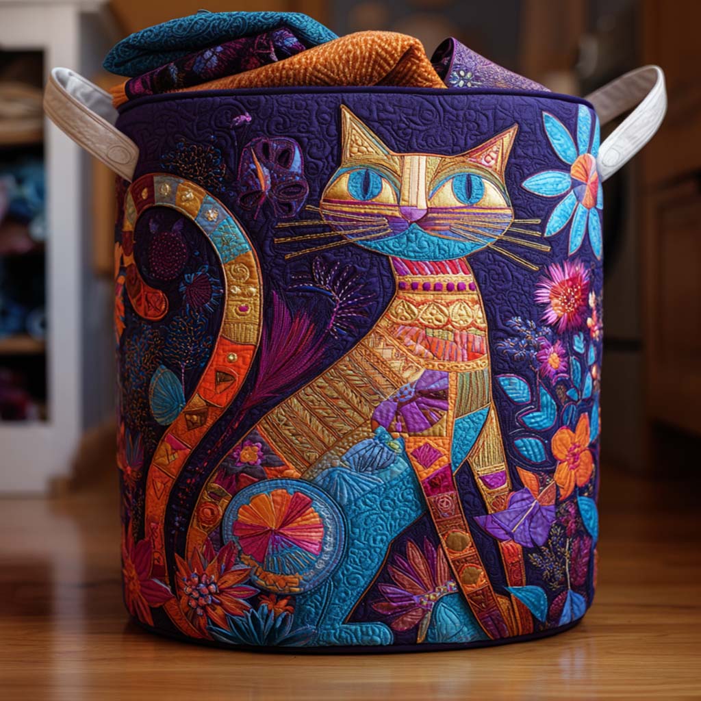 Dreamy Paws Quilted Laundry Basket Unique Hampers Cat Person Gifts
