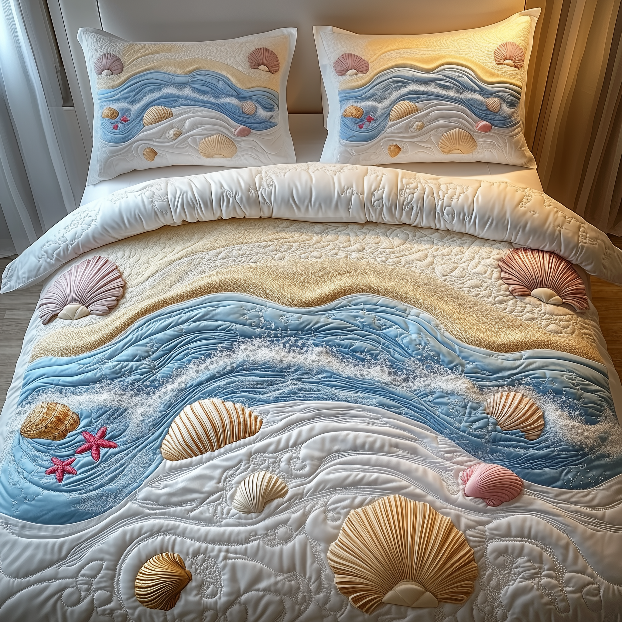Dreamy Seashore Quilted Bedding Set Bedroom Furniture Ideas Beach Lover Christmas Gifts