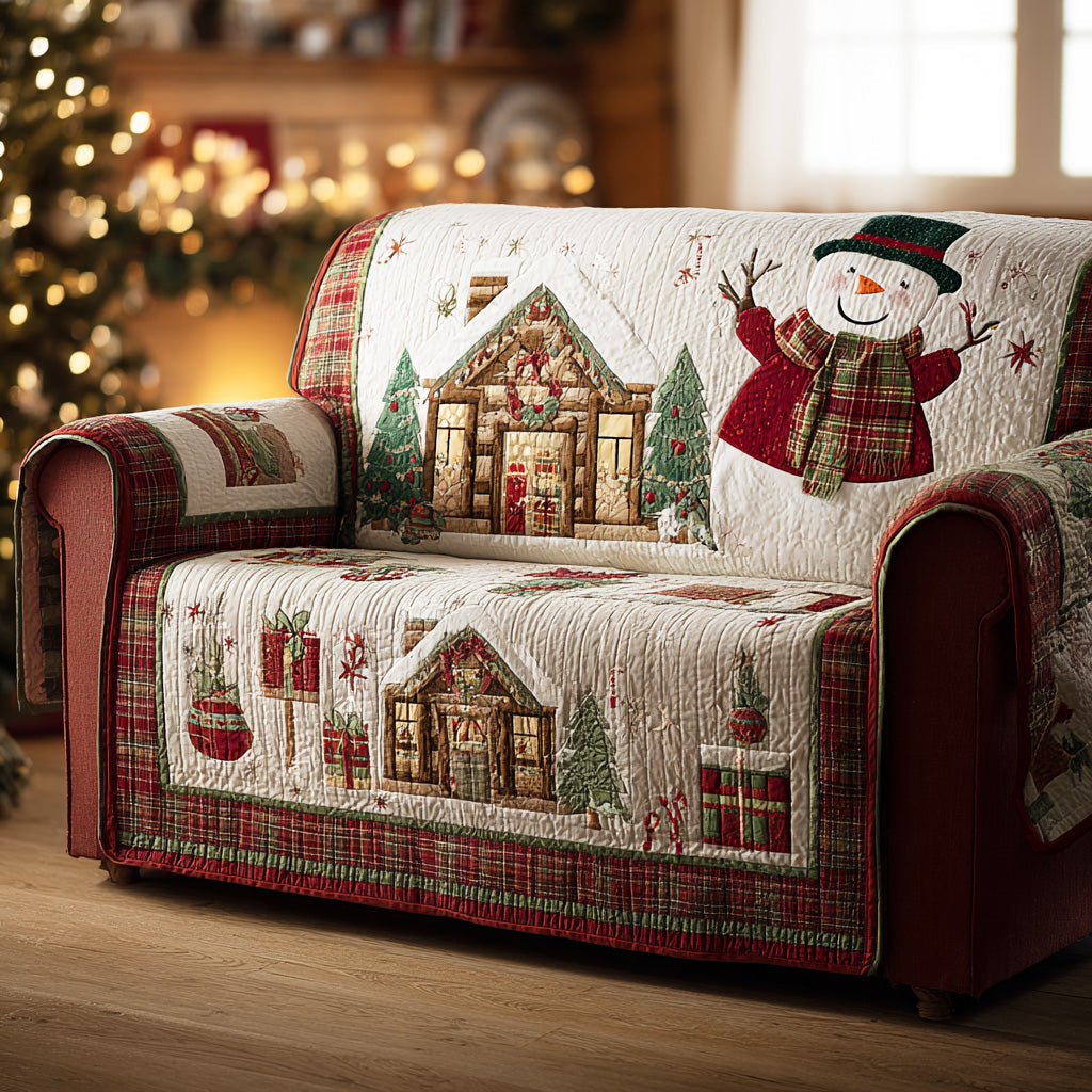 Dreamy Snow Garden Quilted Sofa Cover Christmas Sofa Covers Family Xmas Gift Ideas