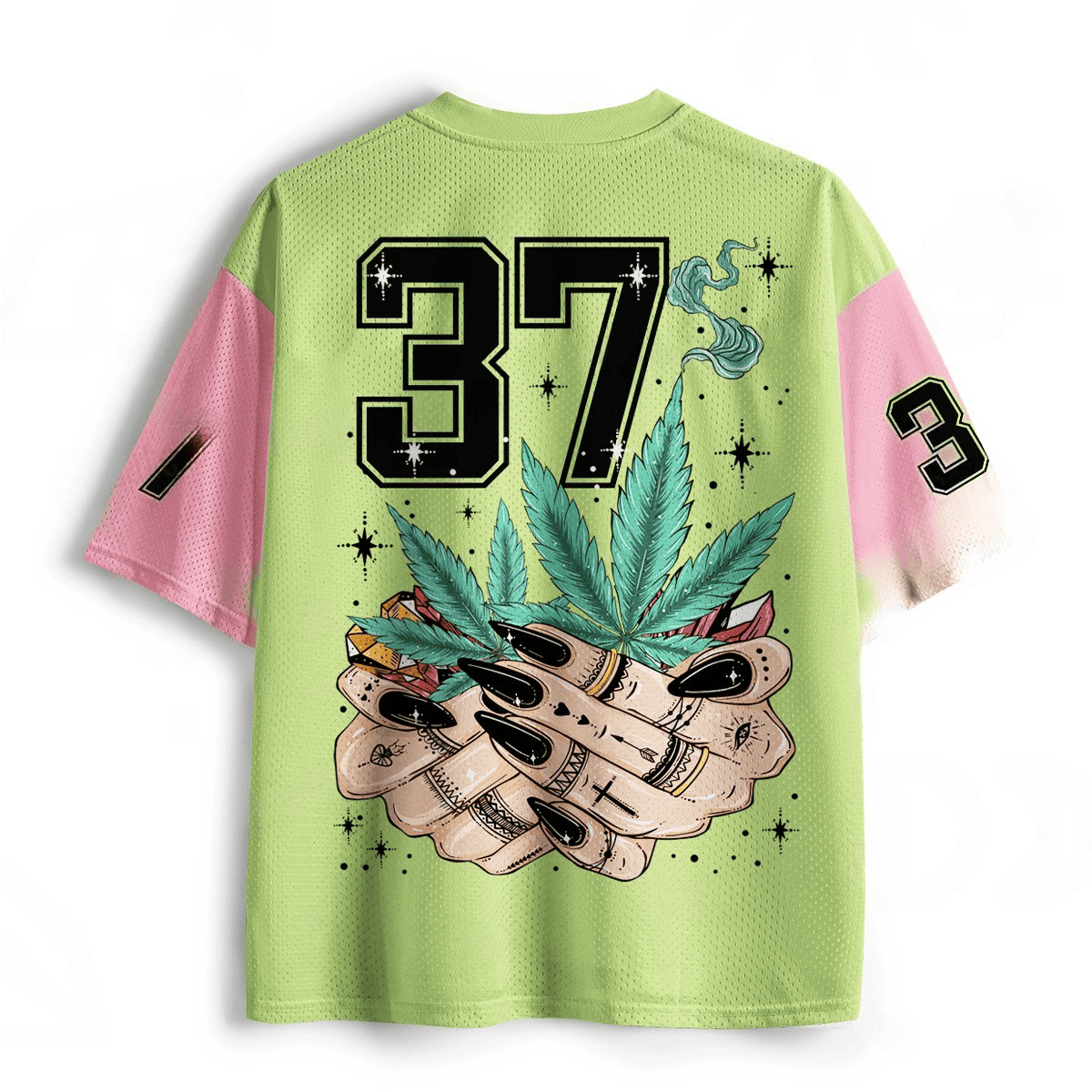 Drugs Not Hugs Don't Touch Me Jersey Funny Weed Cannabis Apparel Gifts For Stoners - Image 2