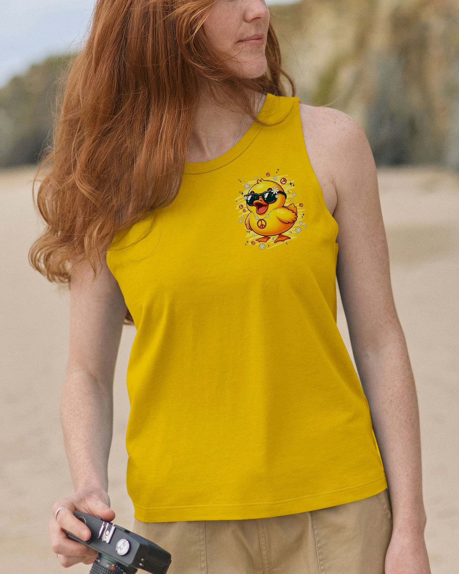 Duck Apparently I Have An Attitude Tank Top Cute Yellow Duck With Sunglasses Merch Gift For Her