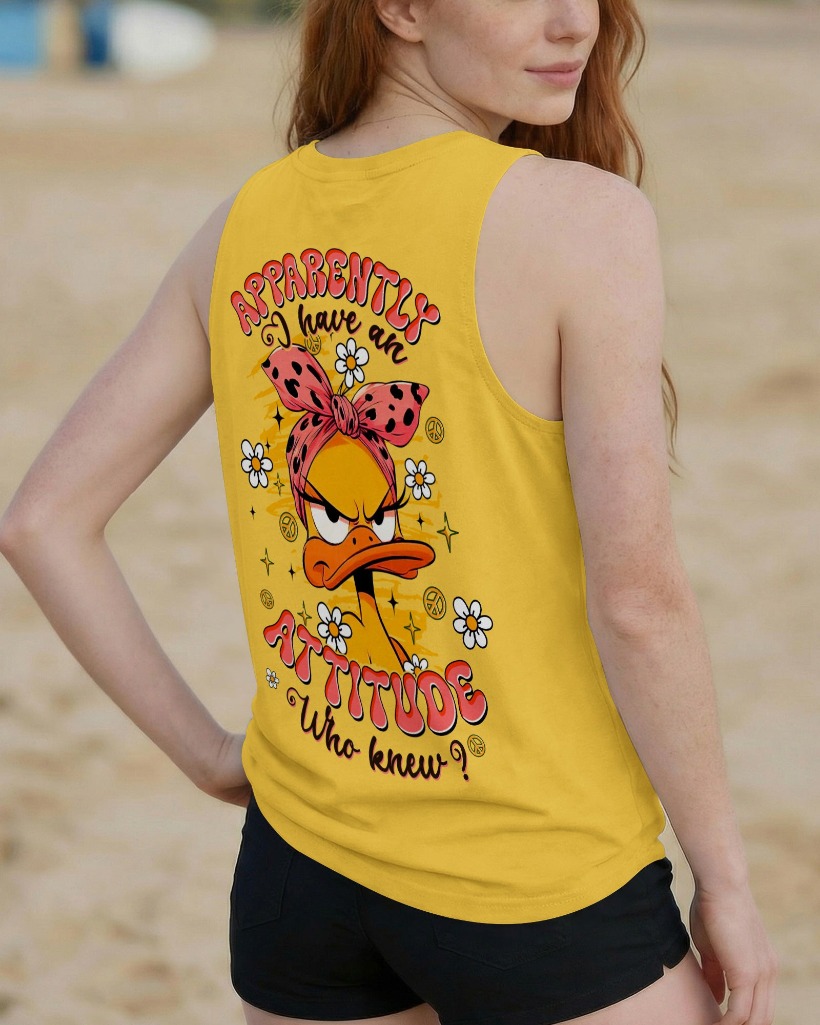 Duck Apparently I Have An Attitude Tank Top Funny Duck Daisy Flower Clothing Gift For Her