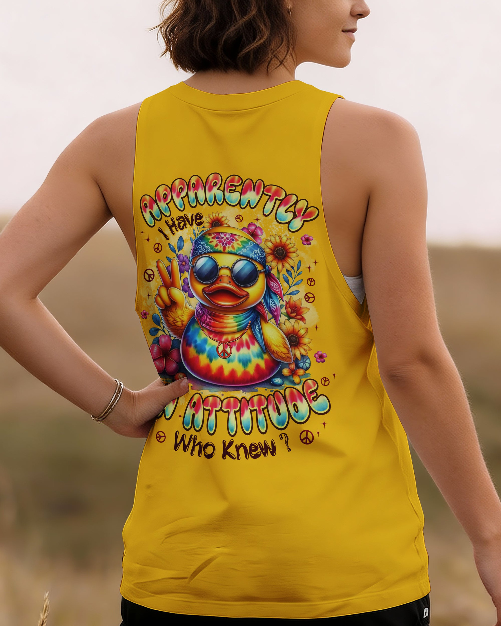 Duck Apparently I Have An Attitude Tank Top Funny Retro Animal Clothing Gift For Animal Lover - Image 2