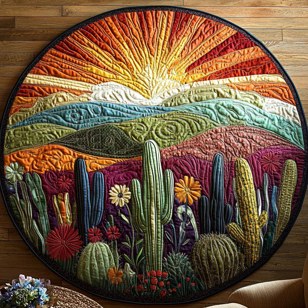 Dusk in the Desert Quilted Round Mat Round Holiday Rugs Great Mother's Day Gifts