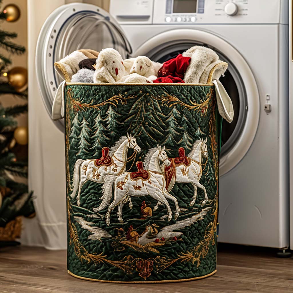 Dusty Hooves Quilted Laundry Basket Home Decor Stores Practical Gifts For Horse Owners