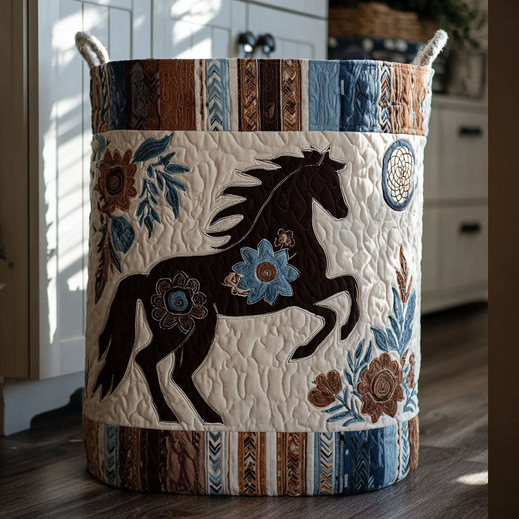 Dusty Horizon Run Quilted Laundry Basket Foldable Storage Bin Old Western Gifts