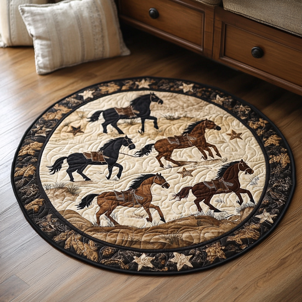 Dusty Plains Quilted Round Mat Round Carpet Rugs For Sale Cowboy Gifts For Her