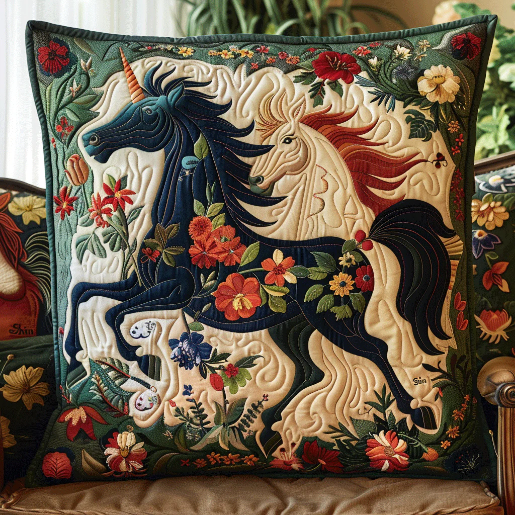 Dynamic Horse Design Quilted Pillow Case Couch Pillow Cover Decor Gifts Ideas