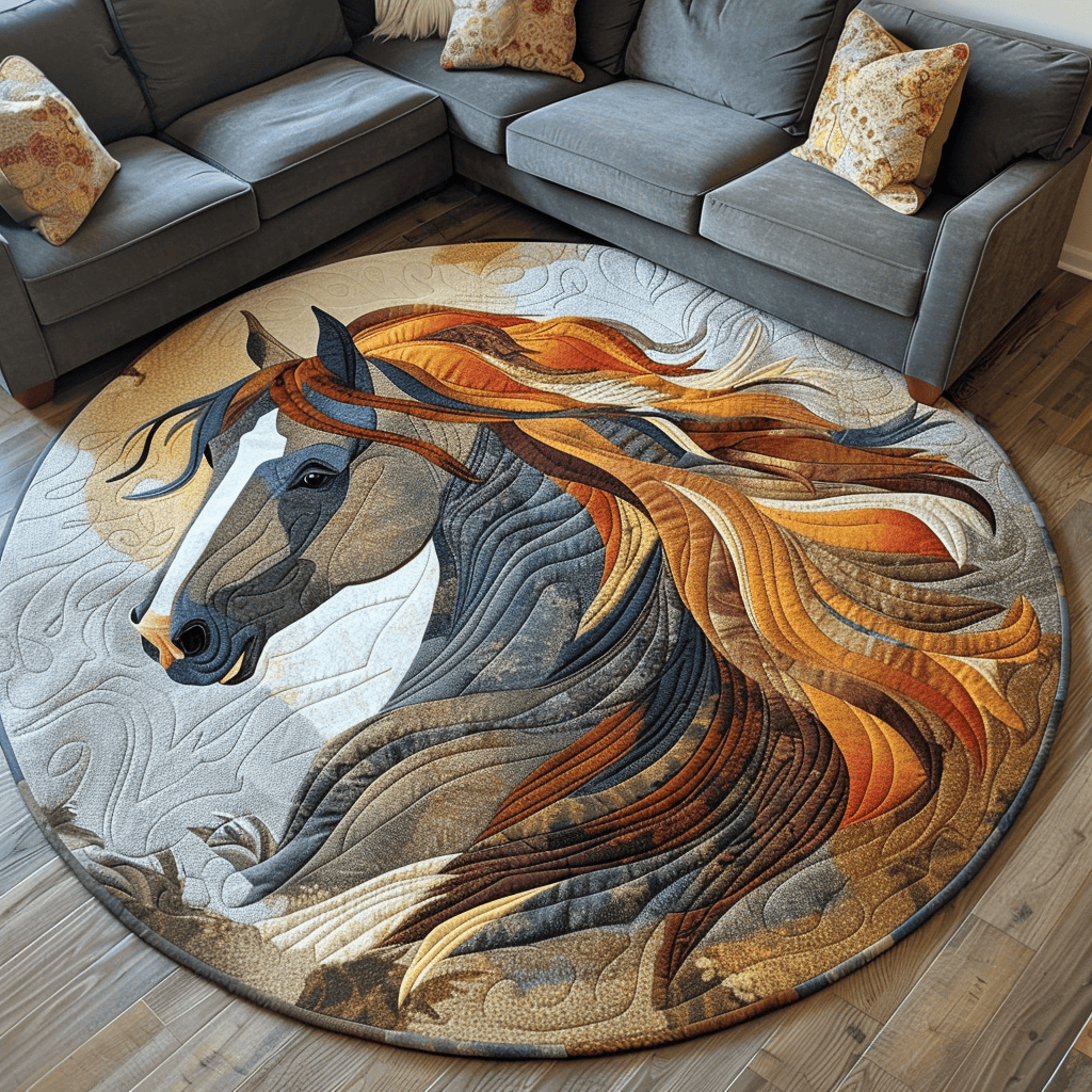 Dynamic Horse Quilted Round Mat Round Mats For Sale Christmas Gifts For Horse Owners