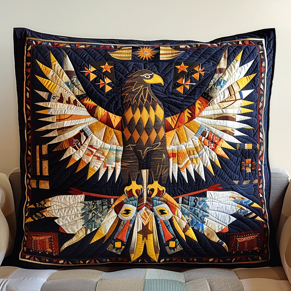 Eagle Native Quilted Pillow Case Couch Pillow Cover Decor Gifts Ideas For Him