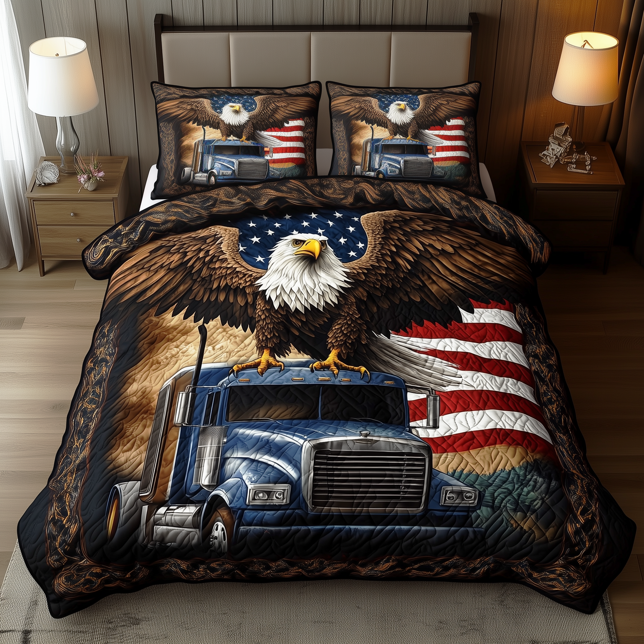 Eagle of Freedom Quilted Bedding Set Best Sheet Sets Patriotic Bald Eagle Gifts