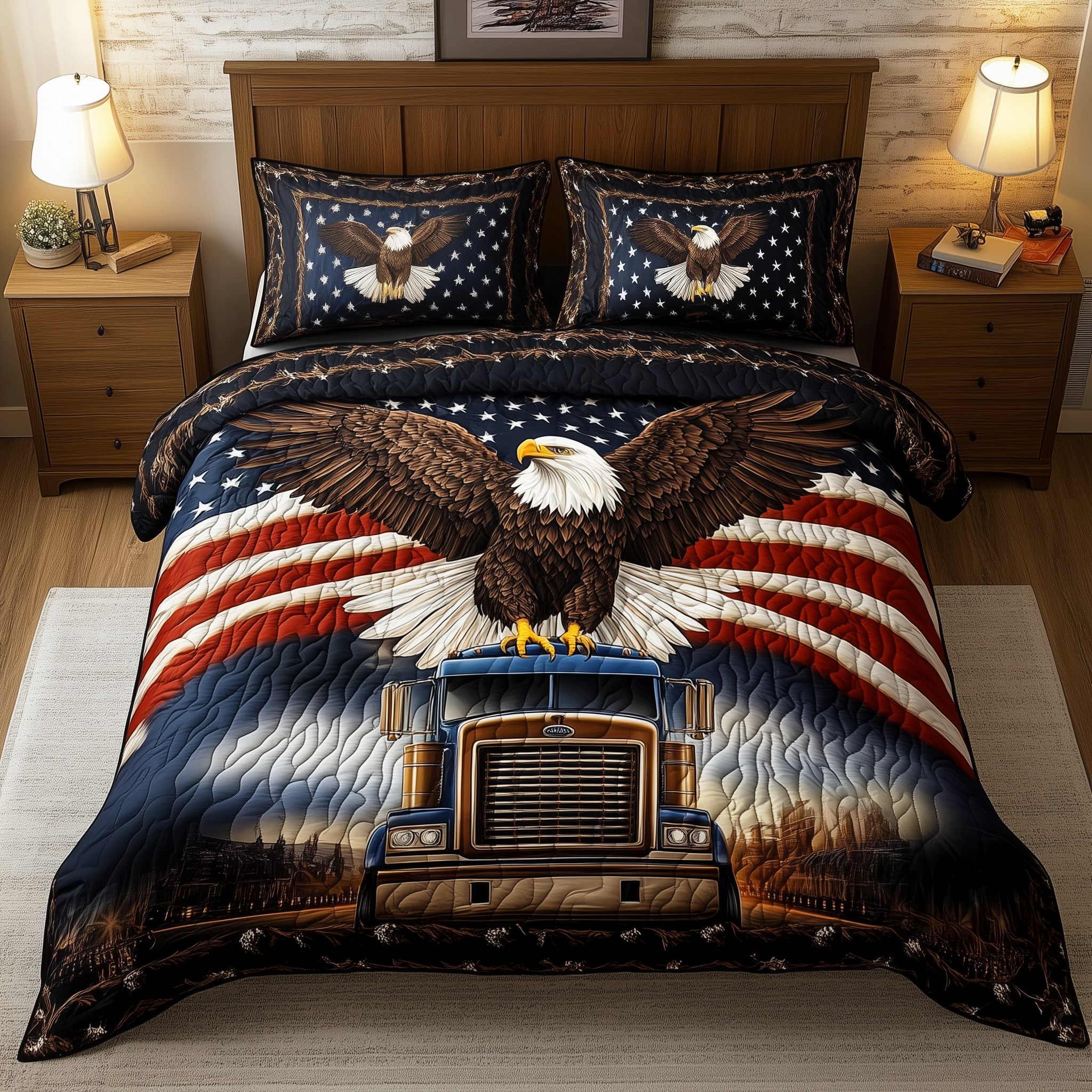 Eagle of Freedom Quilted Bedding Set Good Sheet Sets Patriotic Eagle Items Gifts