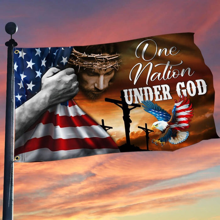 Eagle One Nation Under God Jesus American Flag Christian Patriotic Decorations Outdoor